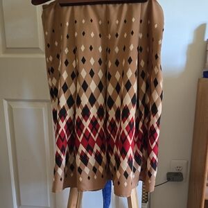 Kasper Tan and Black Patterned Skirt